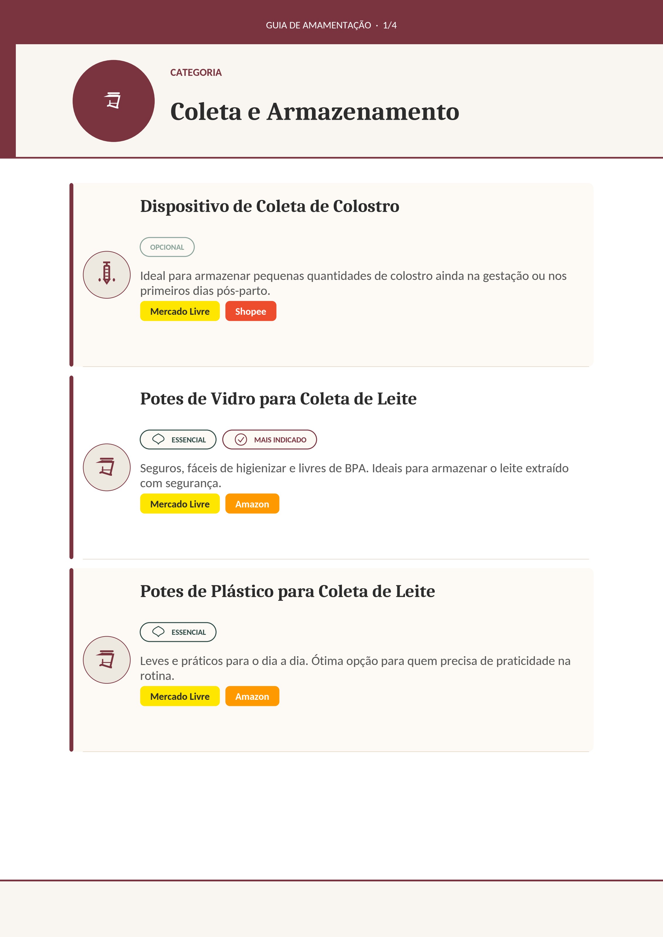 Página de Coleta e Armazenamento do guia