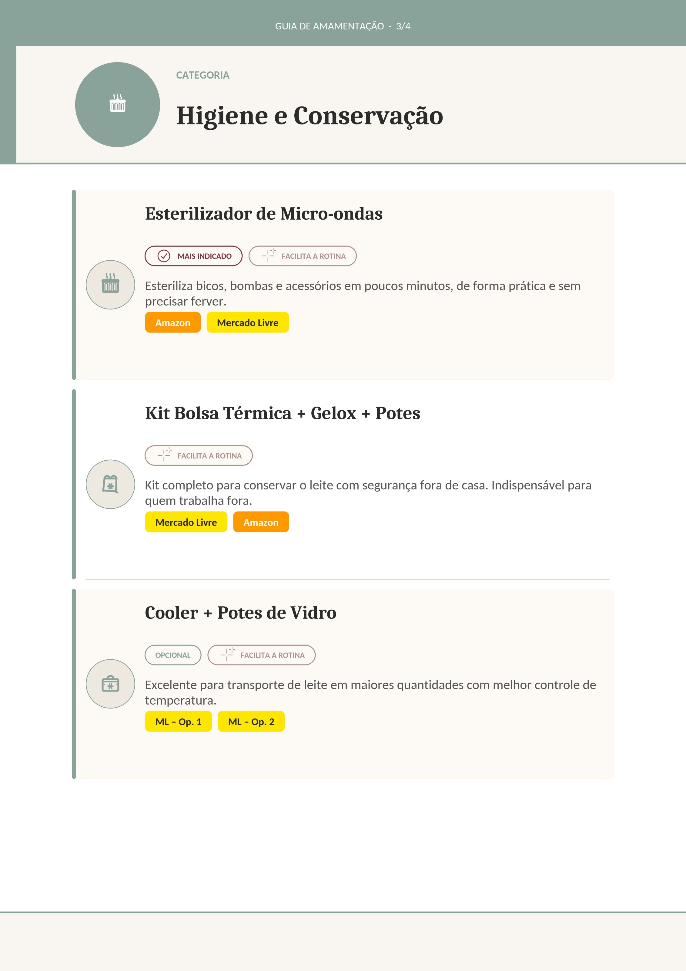 Página de Higiene e Conservação do guia
